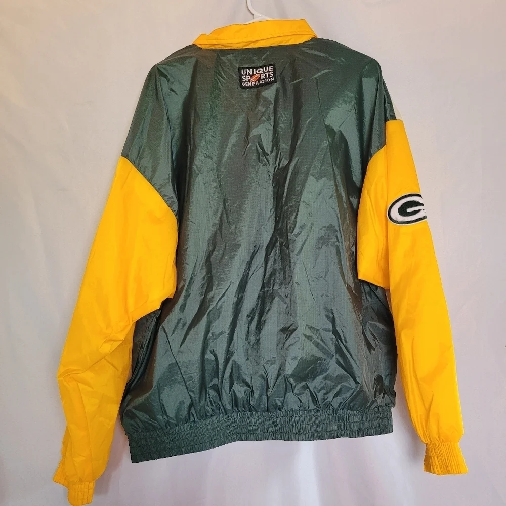 VTG Greenbay Packer Men's 1/4 Zip Nylon Windbreaker Jacket Size XL